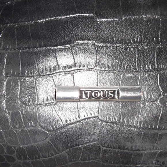 Tous black and brown alligator print leather tote shoulder bag - Picture 7 of 14